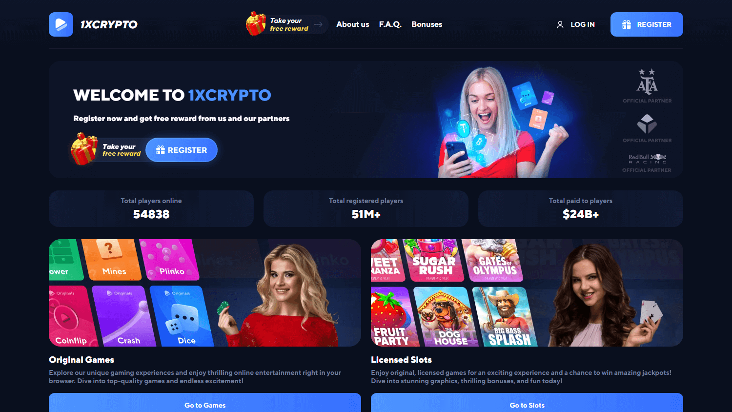 1xcrypto Casino Desktop screenshot